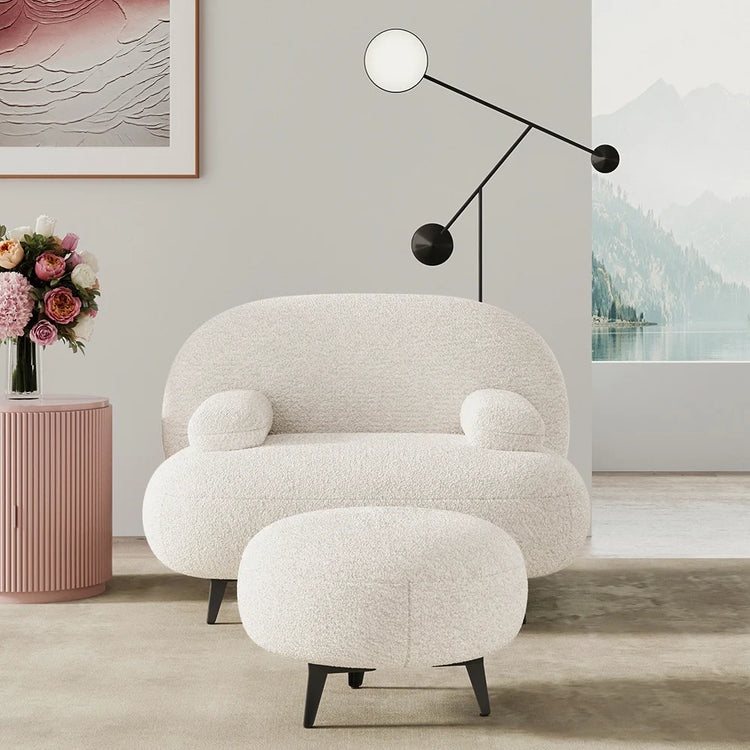 Fauteuil d'appoint avec pouf moderne
