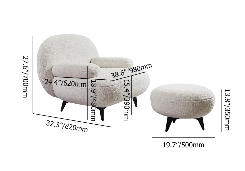 Fauteuil d'appoint avec pouf moderne