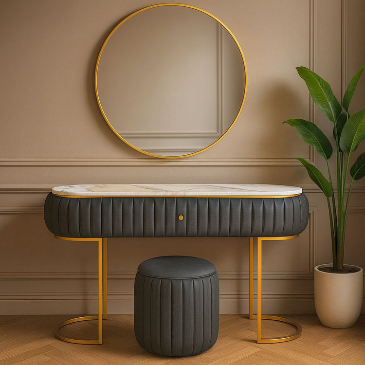 PACK : Coiffeuse nordique + Tabouret + Miroir