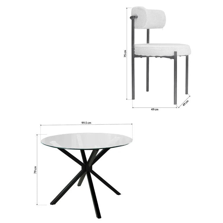 Table à manger en verre + 4 Chaises