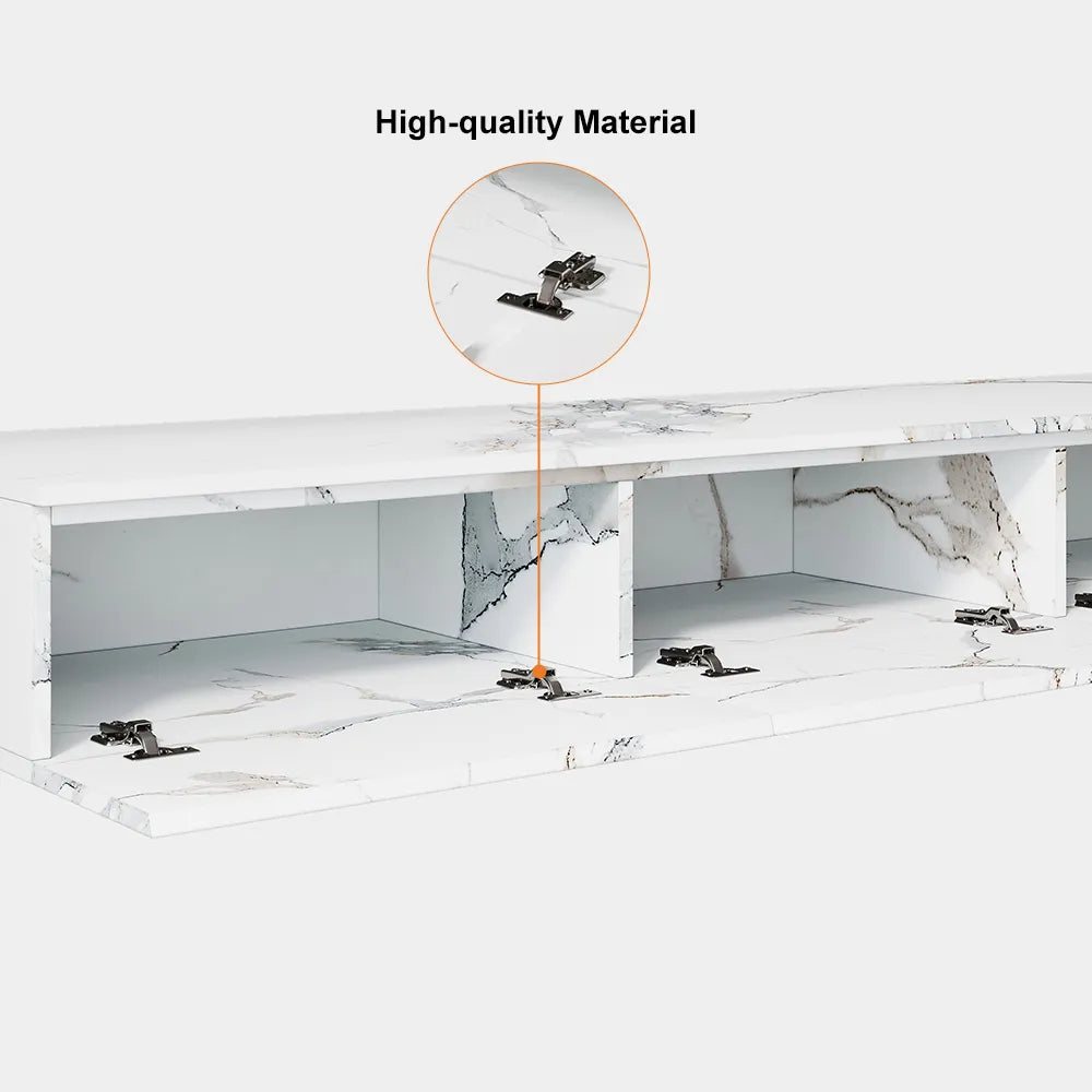 Meuble TV flottant en placage de marbre