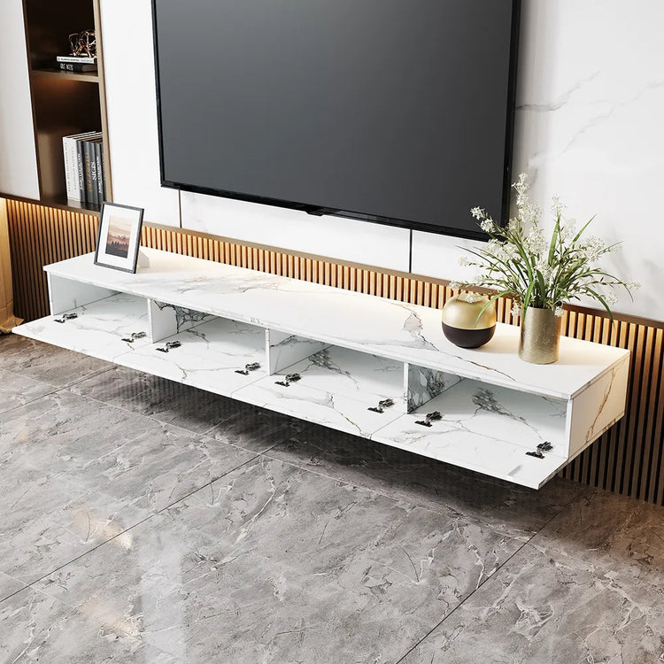 Meuble TV flottant en placage de marbre