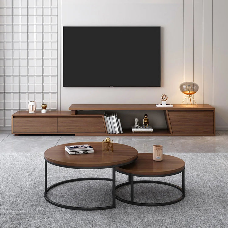 Meuble TV Extensible Bois MDF Noyer