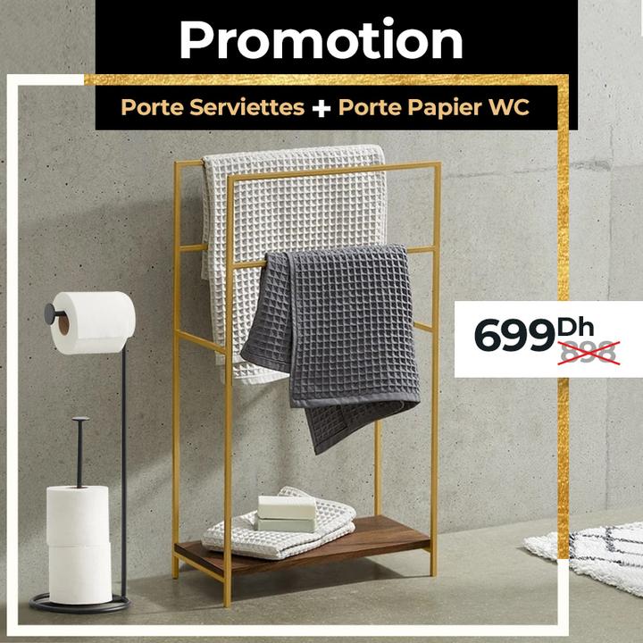 Pack Porte serviette + Porte Papier Toilette