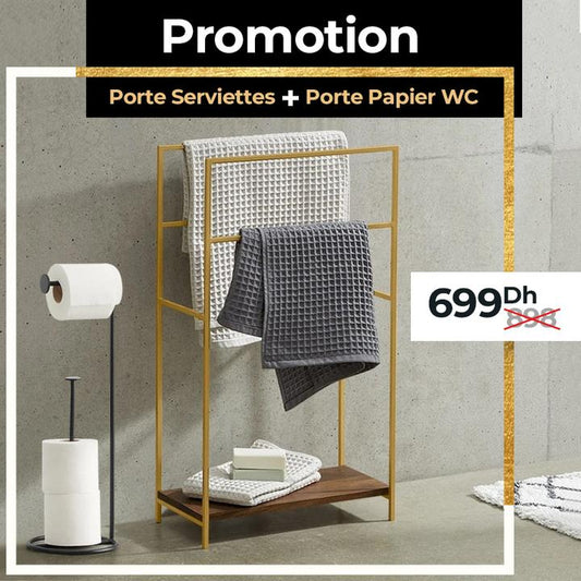 Pack Porte serviette + Porte Papier Toilette