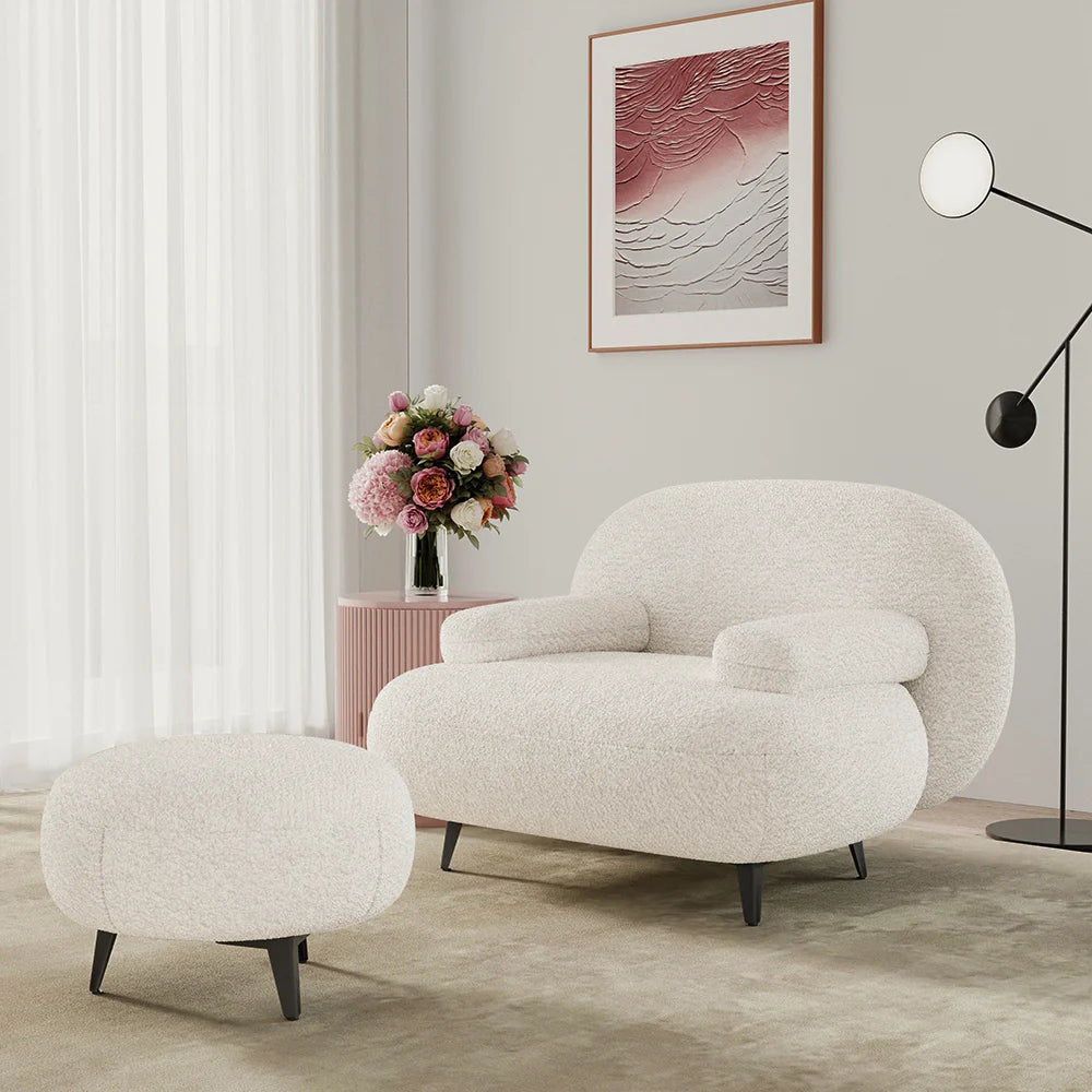 Fauteuil d'appoint  avec pouf moderne
