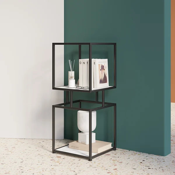 Bibliothèque moderne à 2 niveaux avec étagère en métal