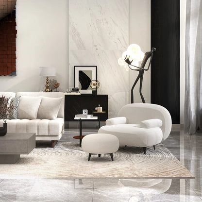 Fauteuil d'appoint  avec pouf moderne