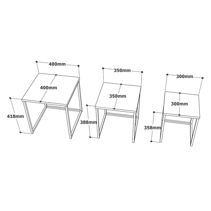 Set de 3 tables d'appoint gigognes