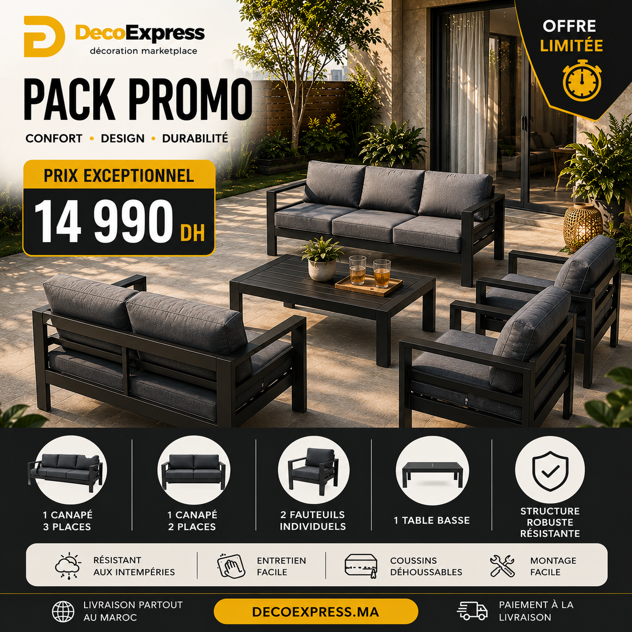 Pack Salon de Jardin MODERNO