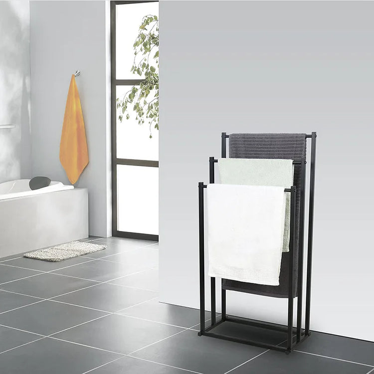 Porte-serviettes design en métal noir