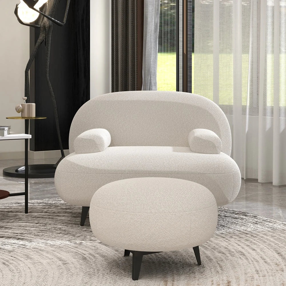 Fauteuil d'appoint  avec pouf moderne