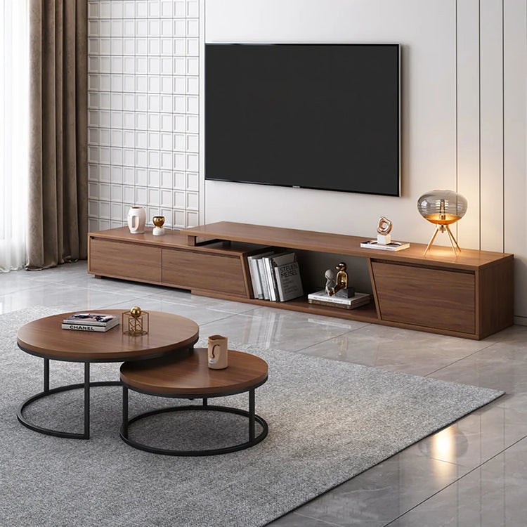 Meuble TV Extensible Bois MDF Noyer