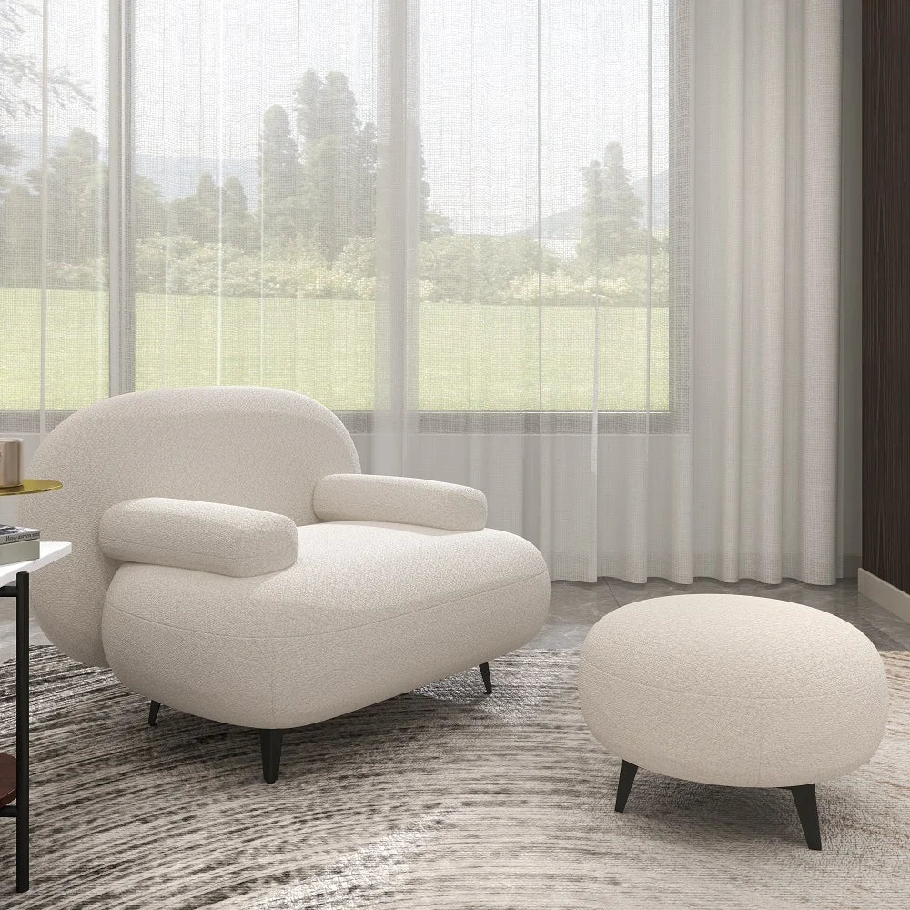 Fauteuil d'appoint  avec pouf moderne