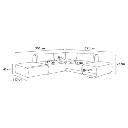 Canapé d'angle fixe modulable