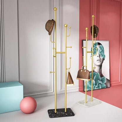 Porte-manteau sur pied design en métal & marbre