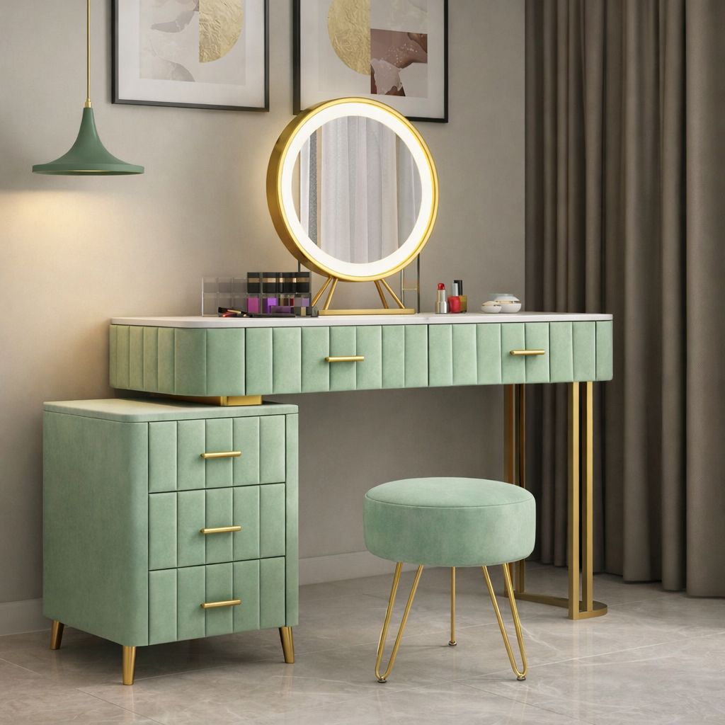 Coiffeuse extensible moderne en velours