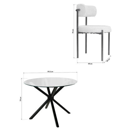 Table à manger en verre + 4 Chaises