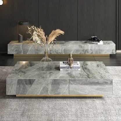 Pack Meuble TV Table Basse effet marbre