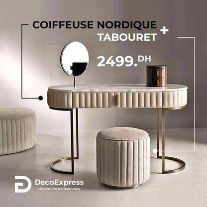 Coiffeuse nordique + Tabouret
