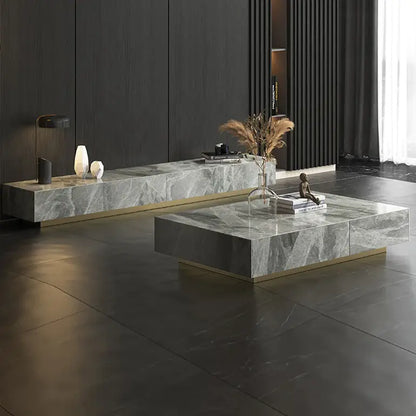 Pack Meuble TV Table Basse effet marbre