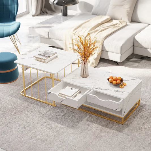 Modern Coffee Table Set of 2 in White